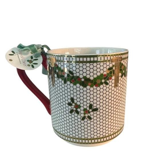 Anthropologie Bistro Tile Stoneware Monogram S Festive Edition Coffee Mug NWT - Picture 4 of 9